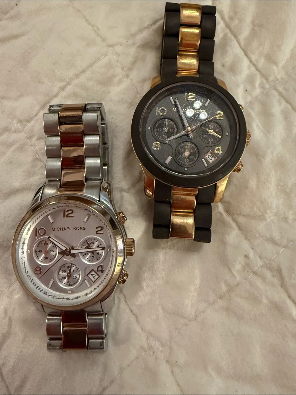 Michael Kors Silver and Rose Gold Two-Tone Chronograph Watches - Picture 3 of 7